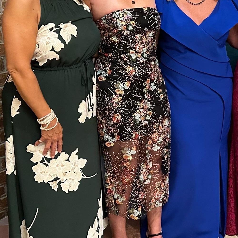 Sam Edelman Black Floral Strapless Dress